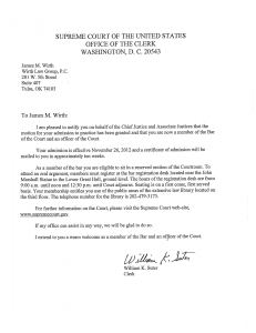 Tulsa attorney James Wirth admitted to U.S. Supreme Court Bar